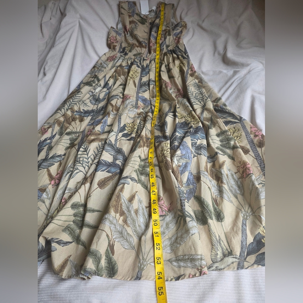 H&M Lace Detail Cotton Dress Maxi Floral Plants Multicolored Unlined Bnwt - Picture 7 of 15